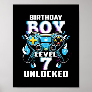 Poster Nível 7 Desbloqueado Jogo de Vídeo 7º Aniversário