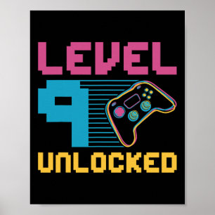 Poster Nível 9 Desbloqueado Aniversário de Jogos 1