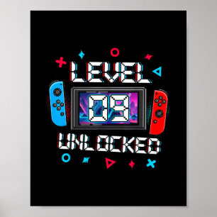 Poster Nível 9 Desbloqueado Gamer Presente de 9º Aniversá