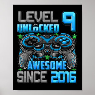 Poster Nível 9 Desbloqueado Incrível Desde o Aniversário