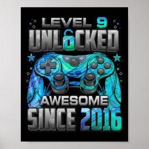 Poster Nível 9 Desbloqueado Incrível Desde o Aniversário