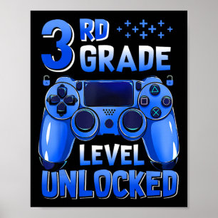 Poster Nível da 3ª Série Desbloqueado Gamer Primeiro Dia