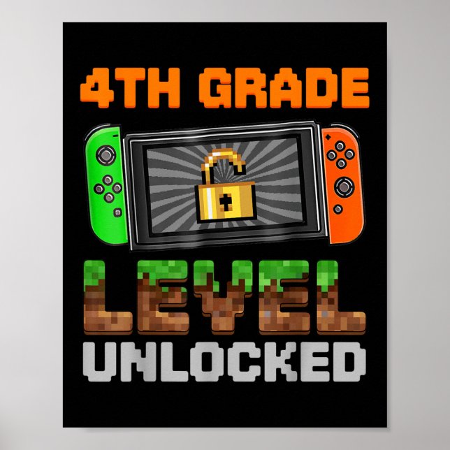 Poster Nível da 4ª Série Desbloqueado Jogo de Pixel Prime (Frente)