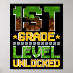 Poster Nível De 1rua Desbloqueado Gamer Funny Ck Para A E