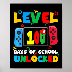 Poster Nível De Controlador De Jogo 100 Dias De Escola De