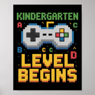 Poster Nível de Jardim de Infância Começa Video Gamer Ck