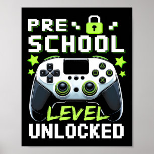 Poster Nível de Pré-Escola Desbloqueado Video Gamer De Vo