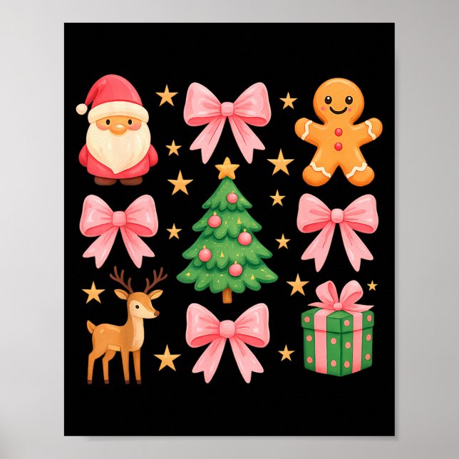 Poster Nk Coquette Bow Christmas Tree Santa Gingerbread X (Frente)