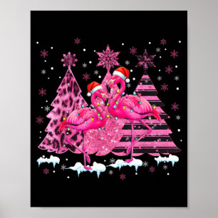 Poster Nk Flamingo Chapéu de Papai Noel Leopardo Árvore d