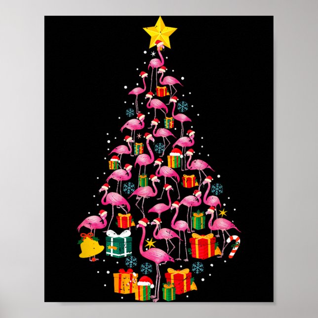 Poster Nk Flamingo Santa Merry Christmas Tree Lights Wome (Frente)