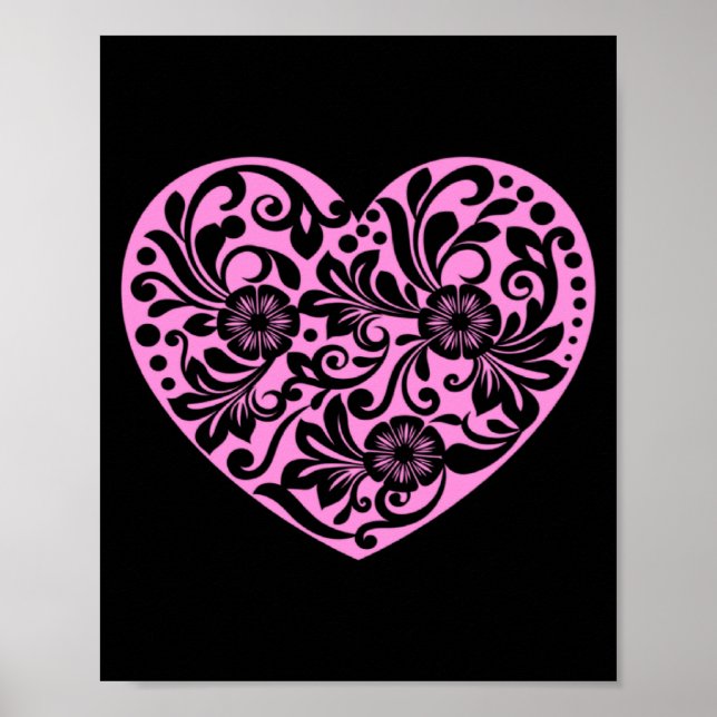 Poster Nk Heart With Flowers Cut Out Cute Valentine Fav  (Frente)
