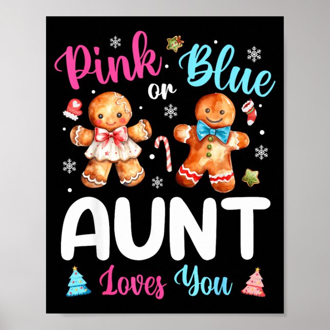 Poster Nk Or Blue Aunt Loves You Gender Reveal Christmas  (Frente)