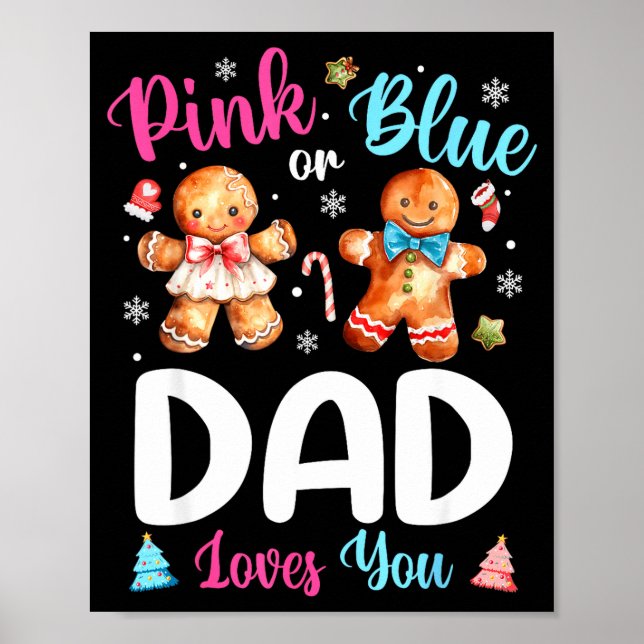Poster Nk Or Blue Dad Loves You Gender Reveal Christmas  (Frente)