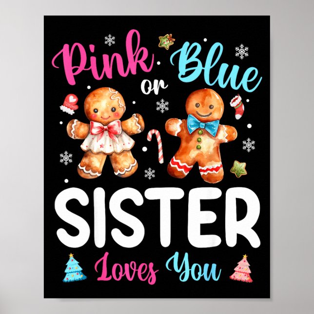 Poster Nk Or Blue Sister Loves You Gender Reveal Christma (Frente)