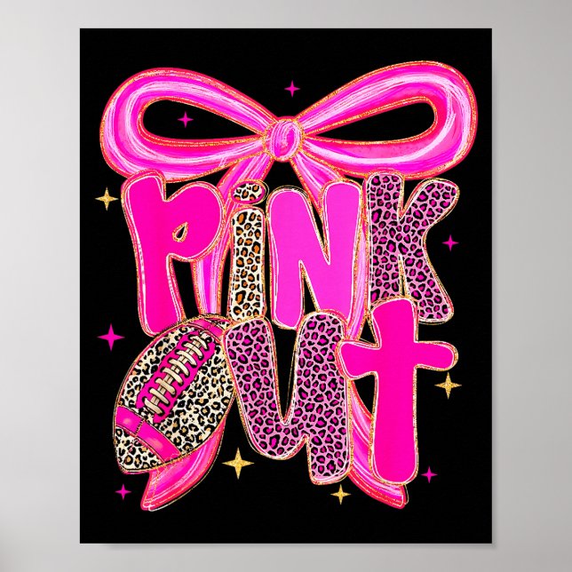 Poster Nk Out Leopard Football Bow Breast Cancer Awarenes (Frente)