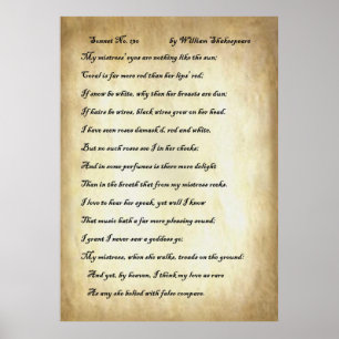 Poster No. 130 do soneto por William Shakespeare