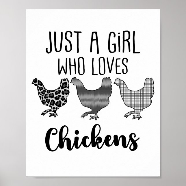 Poster No 1/2, Just A Girl Who Loves Chickens, Funny (Frente)