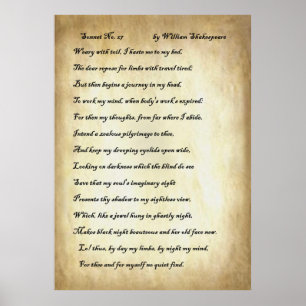 Poster No. 27 do soneto por William Shakespeare