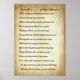 Poster No. 29 do soneto por William Shakespeare