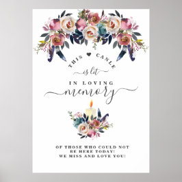 Poster No Amor Memória Dusty Blue Floral Sinal