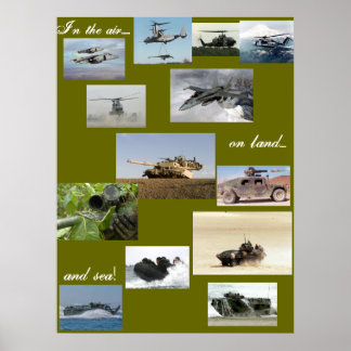 Pôster No ar em terra e por mar