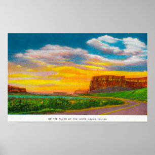 Poster No assoalho da represa grande superior de Coulee