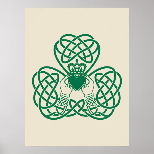 Poster Nó Celtico Claddagh Trevo (Frente)
