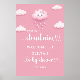 Poster No Cloud Nine Modern Pink Chá de fraldas Welcome