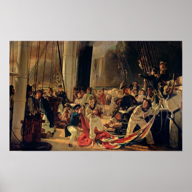 Pôster No convés durante uma batalha marítima, 1855 (Frente)