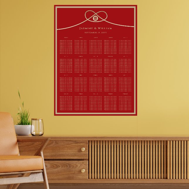 Poster Nó de Ouro Dupla Felicidade 囍 Gráfico de Assentos  (Sala de Estar 2)