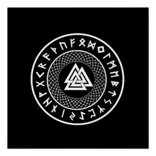 Pôster Nó de Valknut - de Wotans - Rune de Odin