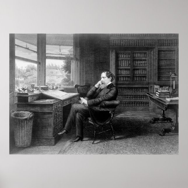 Pôster No Estudo de Charles Dickens (Frente)