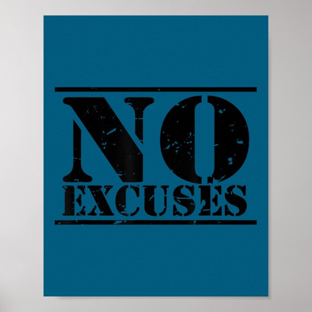 Poster No Excuses Athlete Training Motivation Distressed  (Frente)