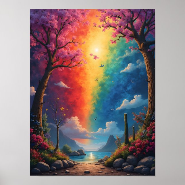 Poster No final do caminho há um mundo de arco-íris (Frente)