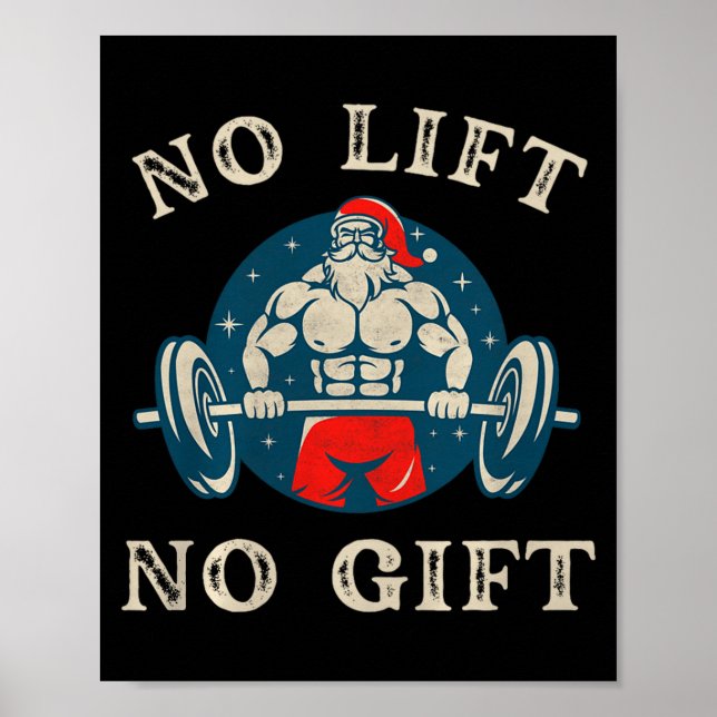Poster No Gift No Lift Funny Workout Santa Christmas Gym  (Frente)