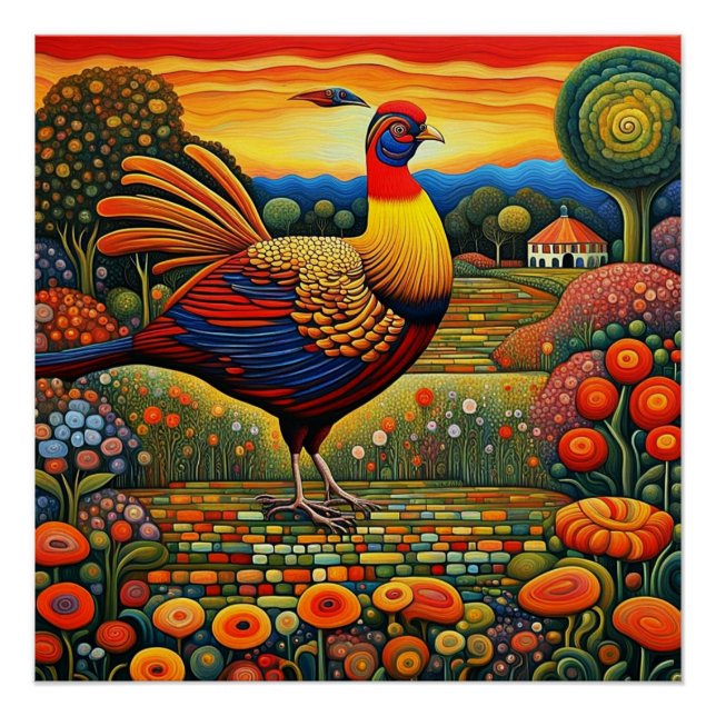 Pôster No jardim com o Ouro faisão (Frente)