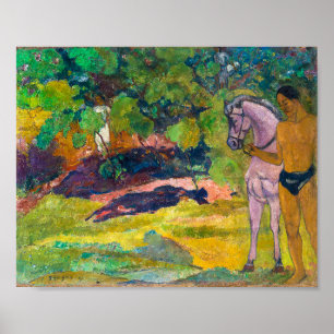 Poster No Jardim de Baunilha, Homem e Cavalo   Gauguin  