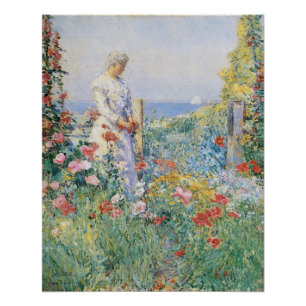Pôster No jardim por Childe Hassam, belas artes do