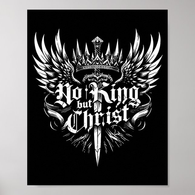 Poster No King But Christ Christian Faith Jesus Religious (Frente)