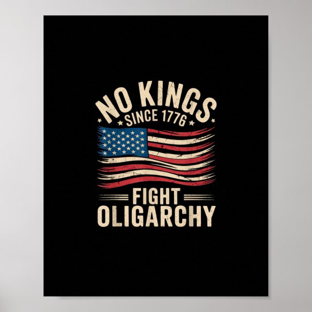 Poster No Kings In America Since 1776  Oligarchy Patrioti (Frente)