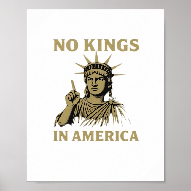 Poster No Kings In America Statue Of  No Kings Day Protes (Frente)