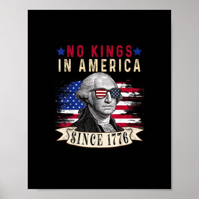 Poster No Kings In America USA Flag Retro Cool Style (Frente)