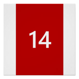 Pôster No. legendário 14 em vermelho e em branco