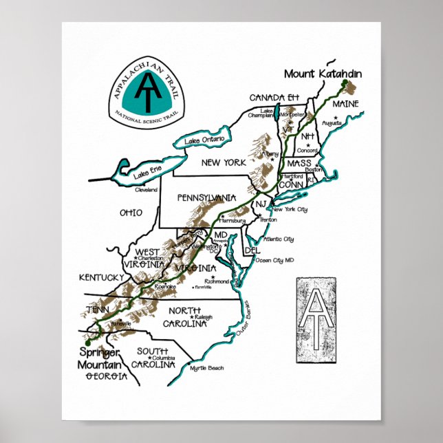 Poster No logotipo Mapa de Hiking Trilha Appalachian  (Frente)
