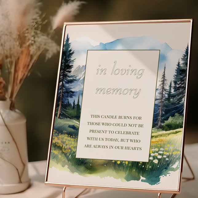 Poster No Loving Memory Country Watercolor Wedding (In loving memory sign from the Country Lake wedding collection by Darling & May)