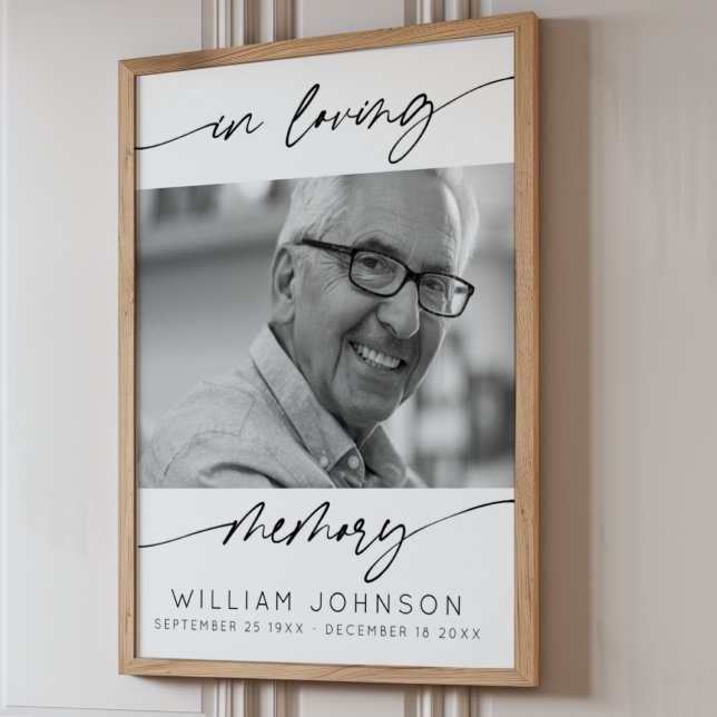 Poster No Loving Memory Modern Script Photo Funeral (Criador carregado)