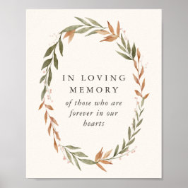 Poster No Loving Memory Sinal Elegant Fall Wreath Wedding