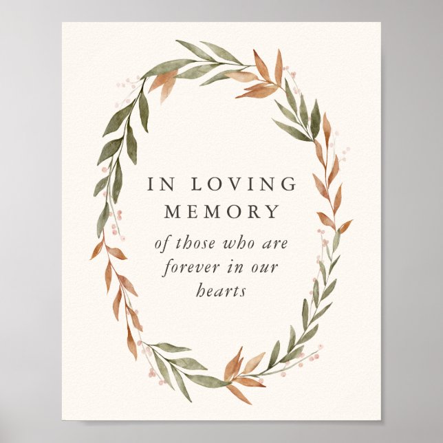Poster No Loving Memory Sinal Elegant Fall Wreath Wedding (Frente)