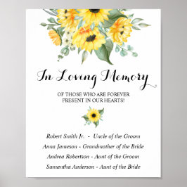 Poster No Loving Memory Sunflower Sinal de Casamento Verd