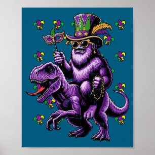 Poster No Mardi Gras Pé Grande Dino Sasquatch